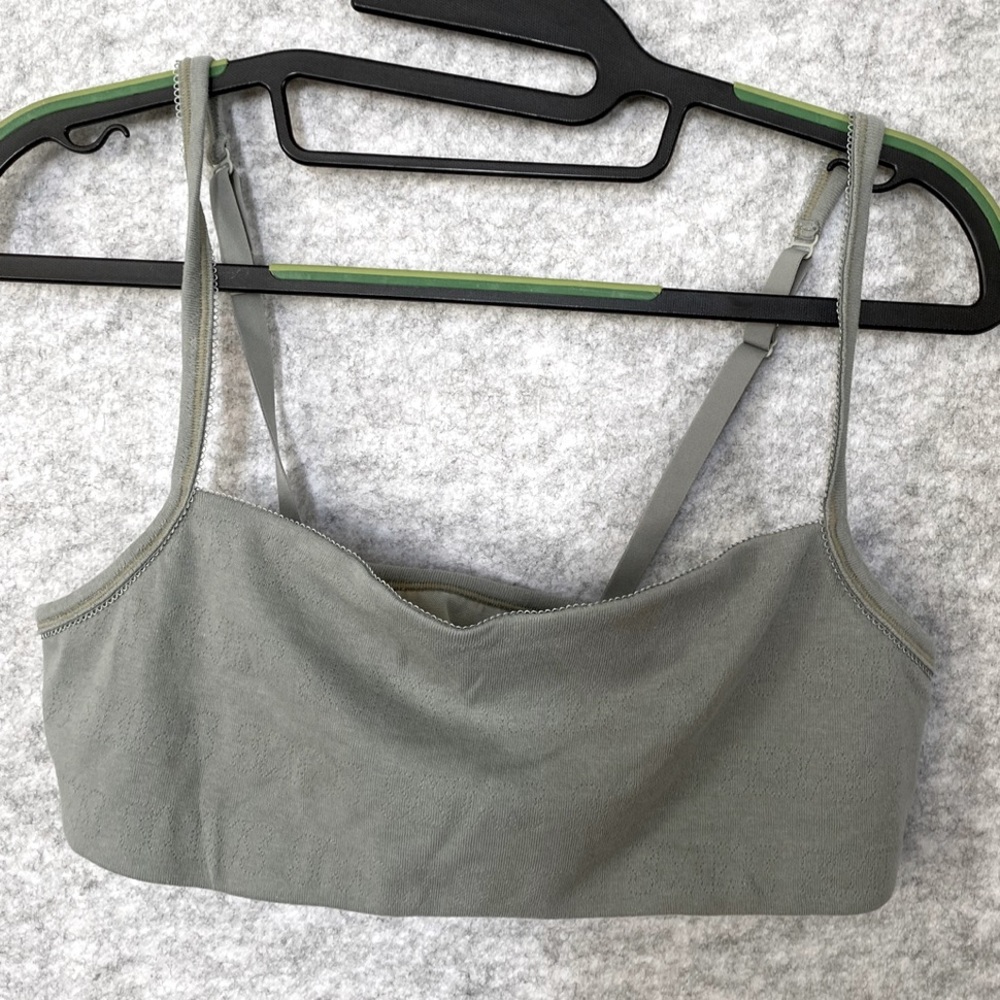 SKIMS Pointelle Logo Bralette in Mineral Size 2X EUC